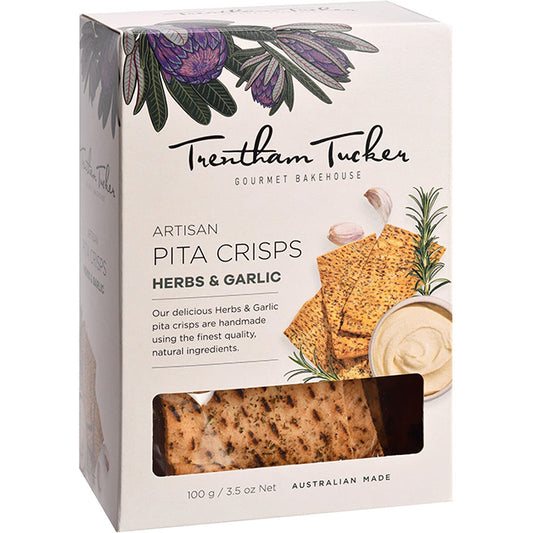 Trentham Tucker Herb & Garlic Pita Crisps 100g